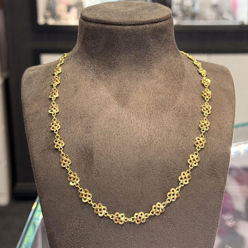 Pre-Owned 9ct Yellow Gold Fancy Flower Link Chain 12.8g