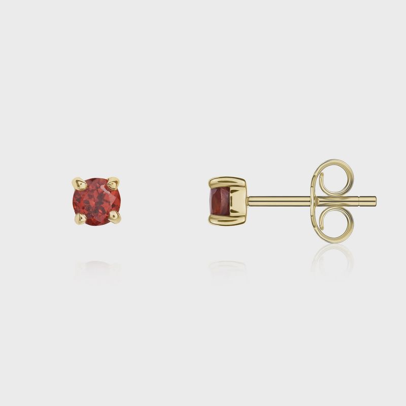 9ct Yellow Gold 3mm Round Garnet Stud Earrings