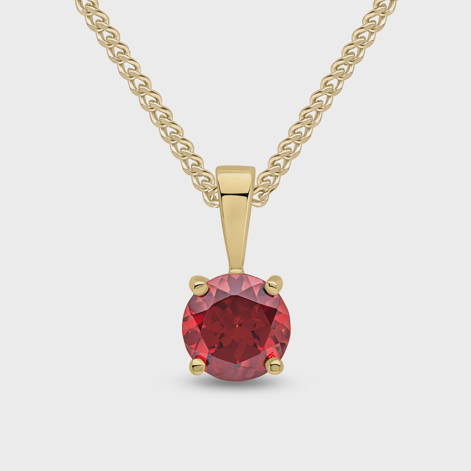 9ct Yellow Gold 6mm Round Garnet Pendant