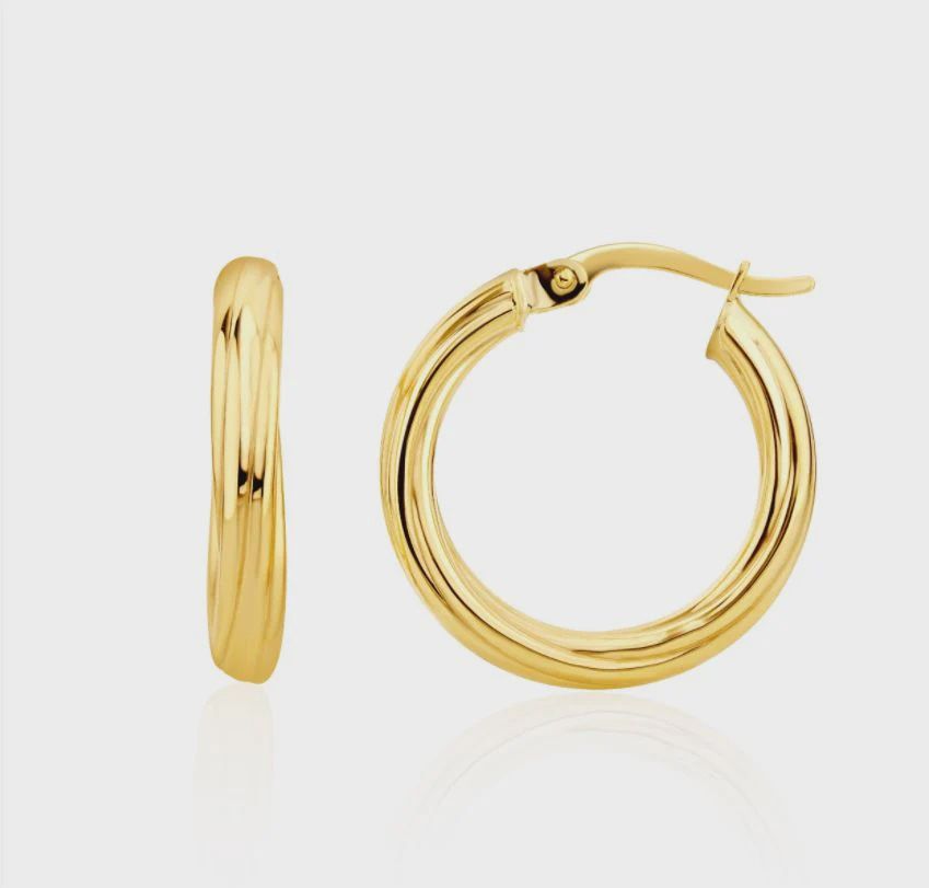 9ct Yellow Gold 3mm Twist Hoop Earrings