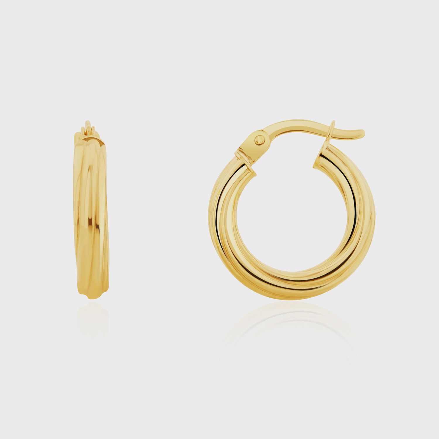 9ct Yellow Gold Small Twist Hoop Earrings