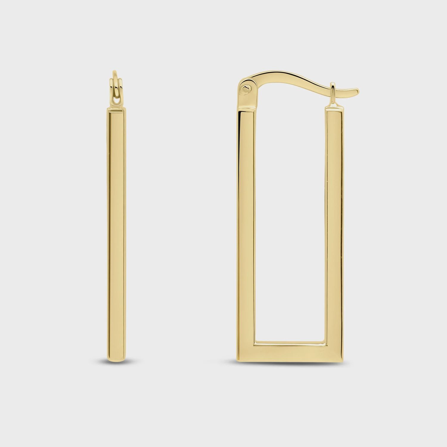 9ct Yellow Gold Oblong Hoop Earrings