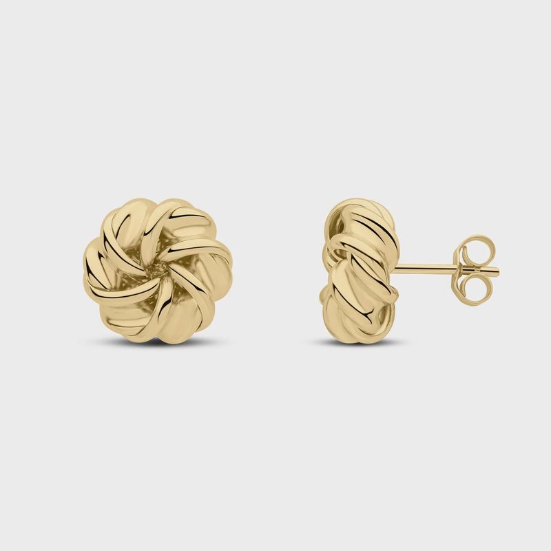 9ct Yellow Gold Swirl Knot Earrings