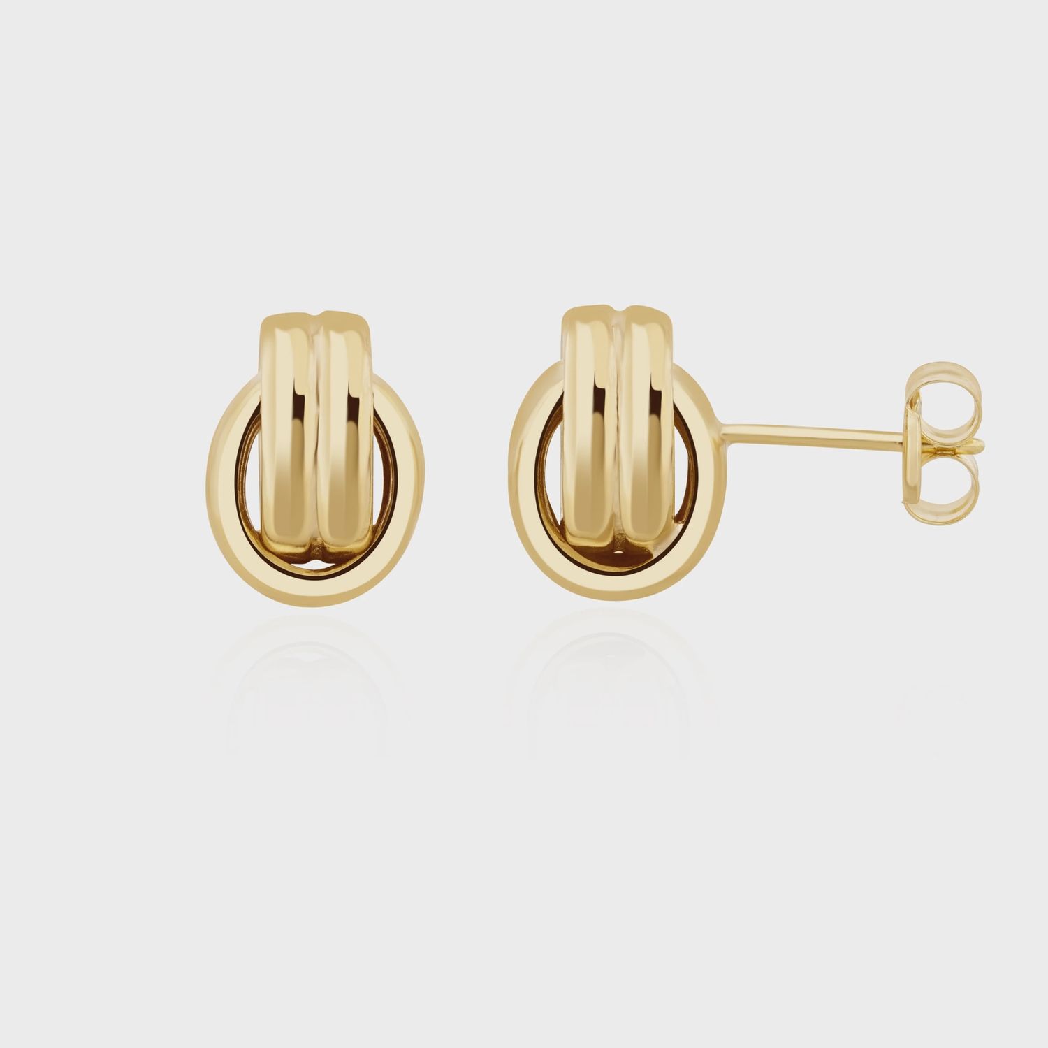 9ct Yellow Gold Double Oval Link Stud Earrings