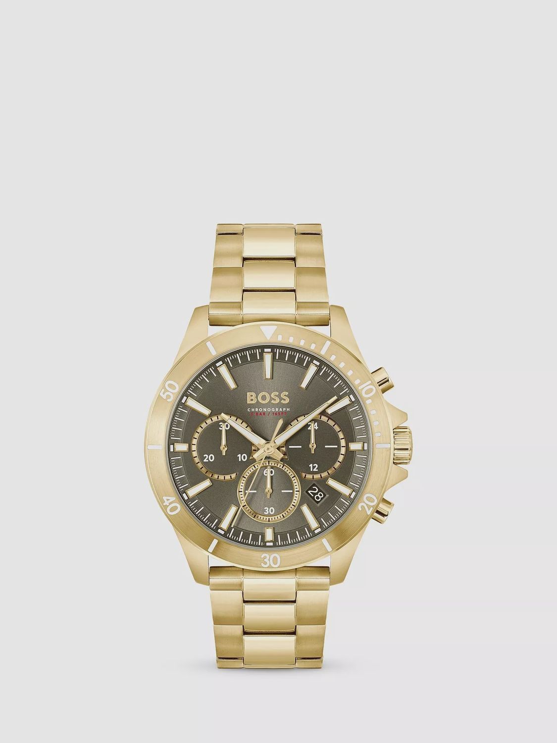 BOSS Gents Troper Gold Chronograph Olive Dial Watch