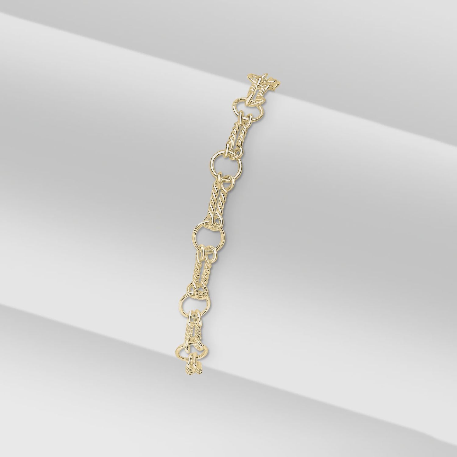 Silver 18ct Yellow Gold Plated  Vermeil 6.2mm Handmade Double Twist Bracelet, 7.5&quot;