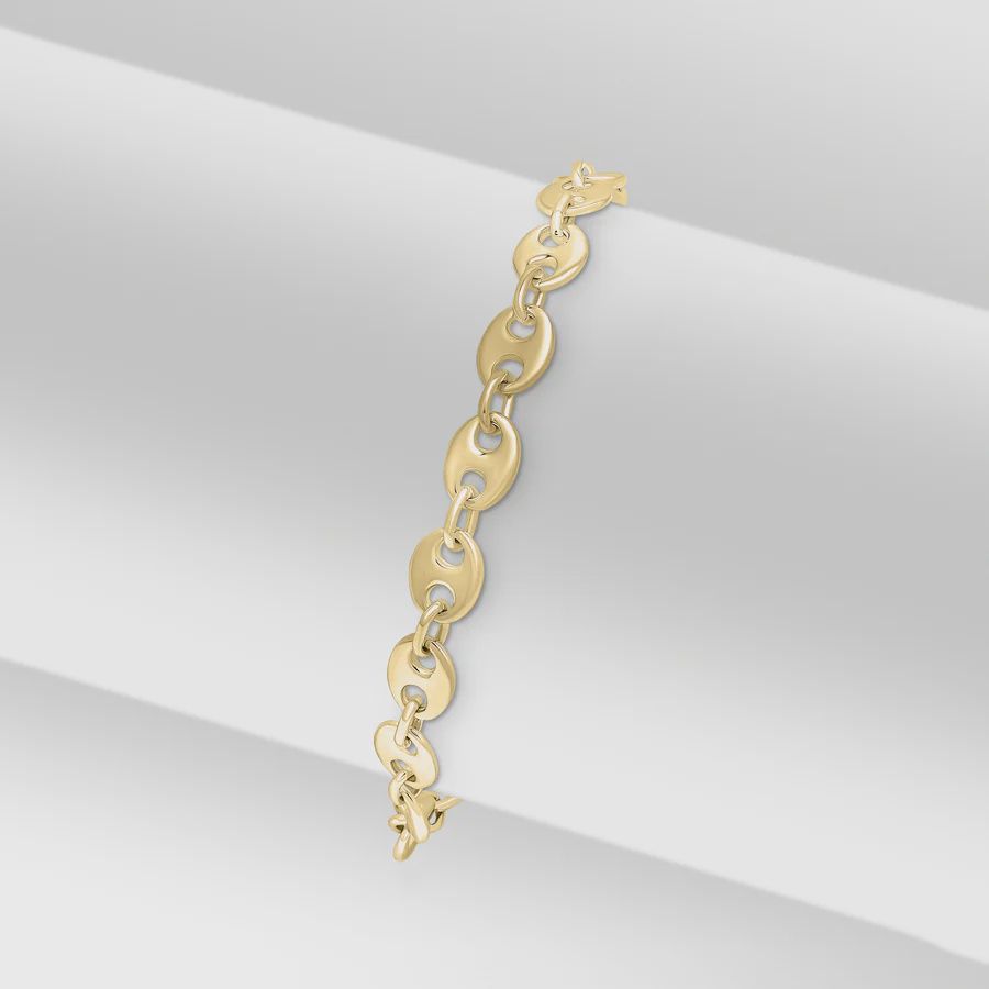 Silver 18ct Yellow Gold Plated Vermeil 6mm Handmade Marine Cable Bracelet