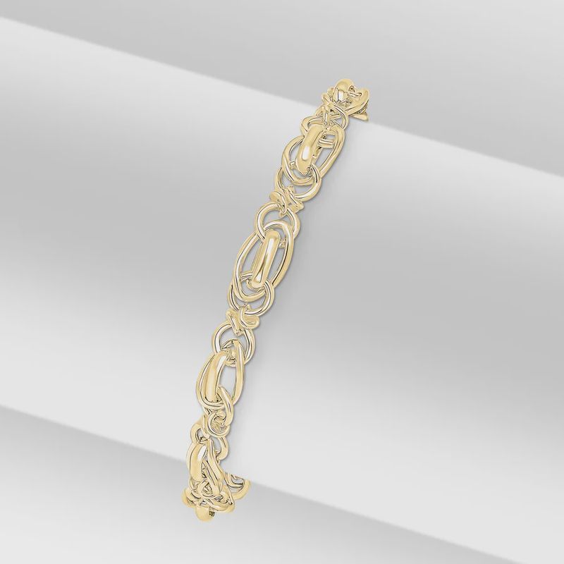 Silver 18ct Yellow Gold Plated Vermeil 7mm Handmade Knot Twist Bracelet