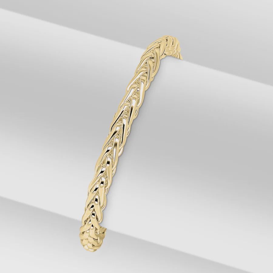 Silver 18ct Yellow Gold Plated Vermeil 4.9mm Handmade Spiga Bracelet 7.5&quot;