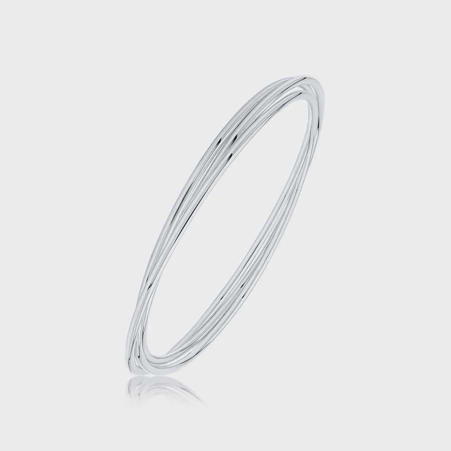 Silver 2mm Solid Round Section Russian Bangle 65mm