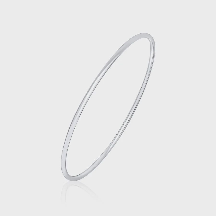 Silver 2mm Solid Round Bangle 65mm