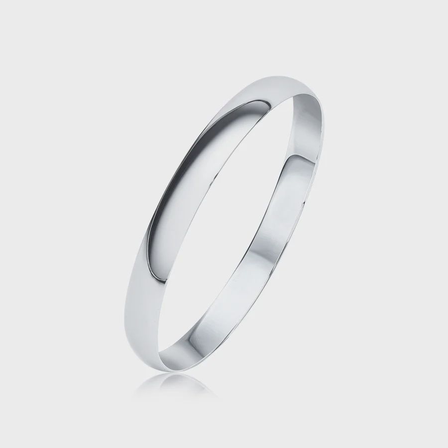 Silver 8mm Solid Round Court Bangle 65mm