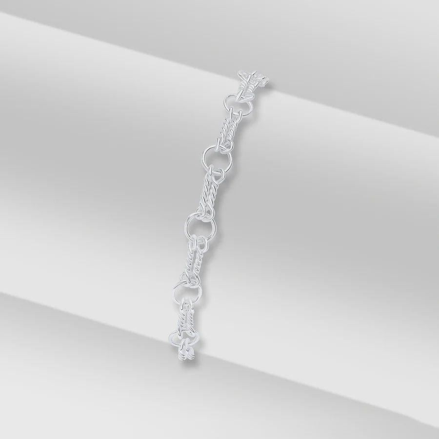Silver 6.2mm Handmade Double Twist Bracelet 7.5&quot;