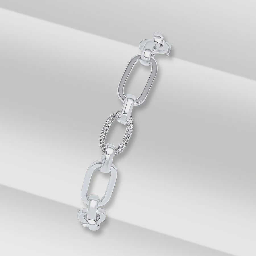 Silver 8mm Handmade Textured Oval Bracelet 7.5&quot;