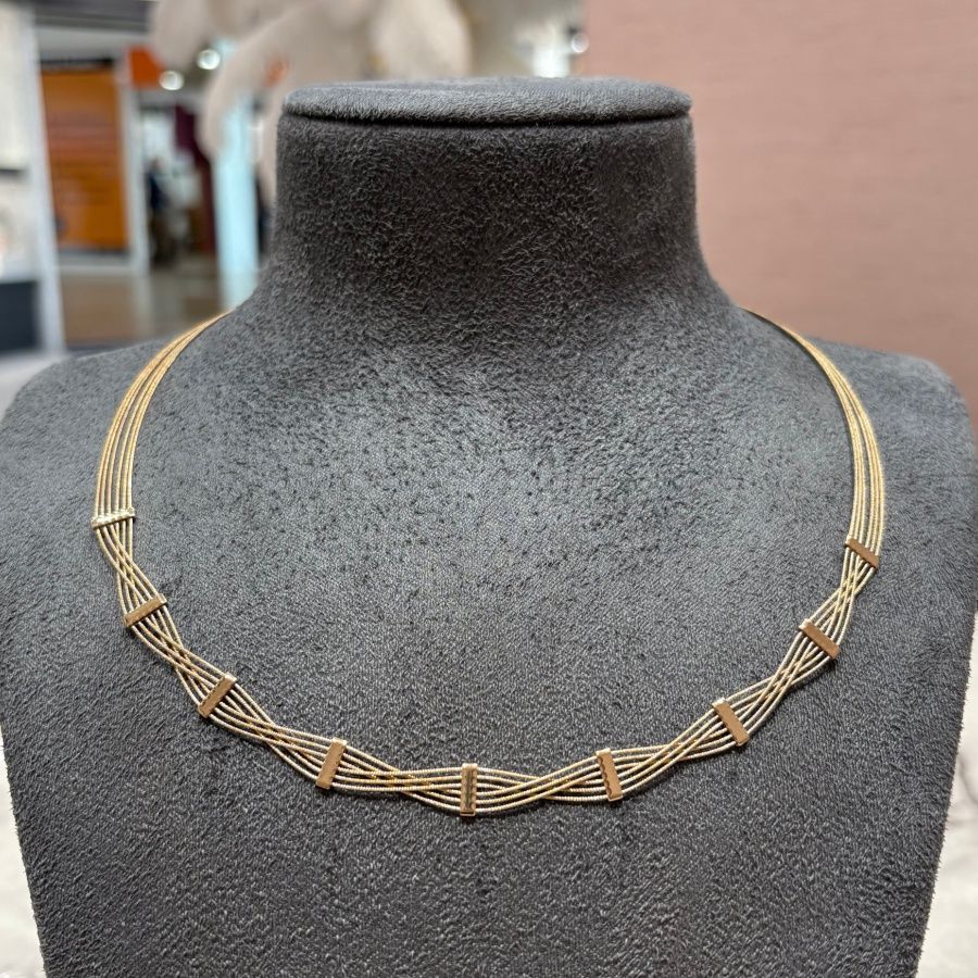 Pre-Owned 9ct Yellow Gold Fancy Wire Necklace