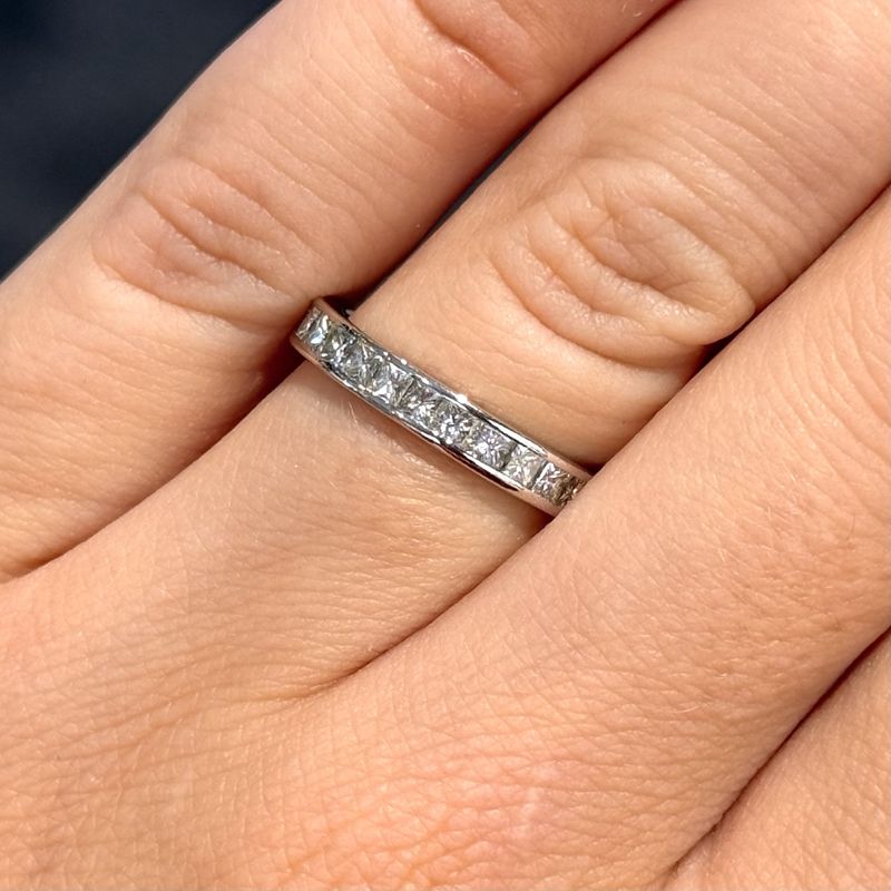 Pre-Owned 18ct White Gold 1.50ct Princess Cut Diamond Full Eternity Ring