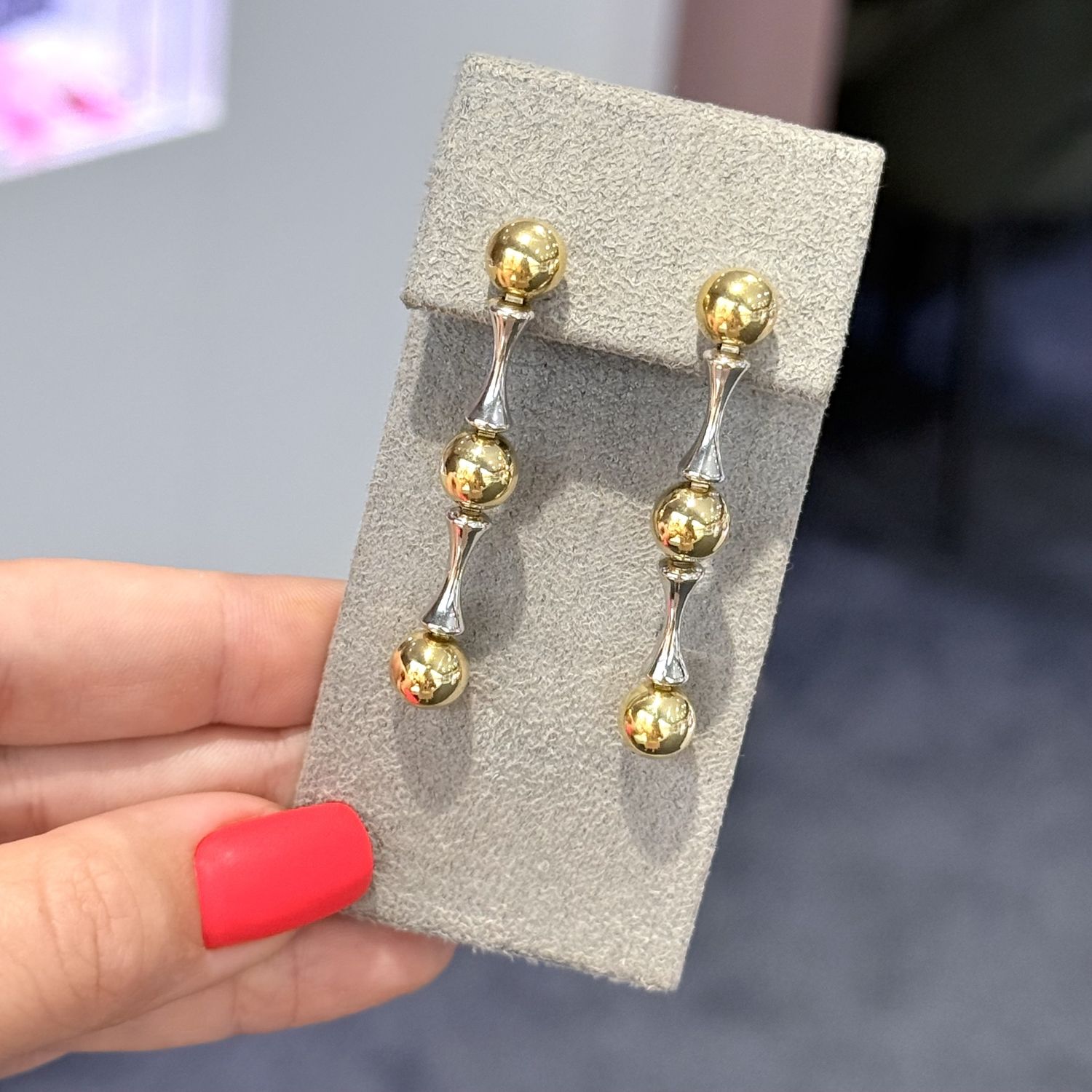 Pre-Owned 18ct Yellow &amp; White Gold Drop Earrings