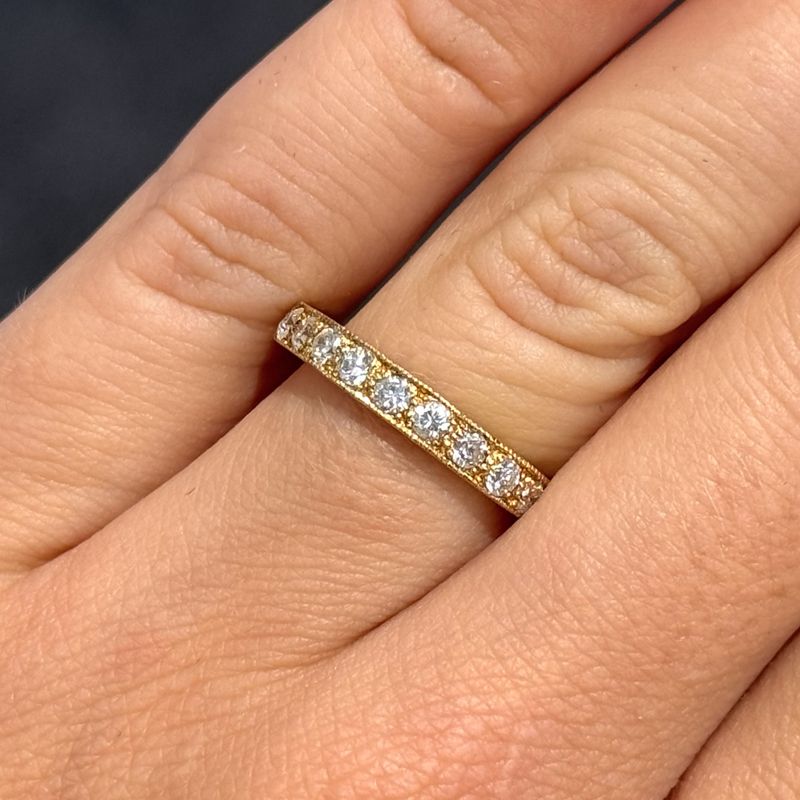 Pre-Owned 18ct Yellow Gold 0.36ct Diamond Carved Head Eternity Ring