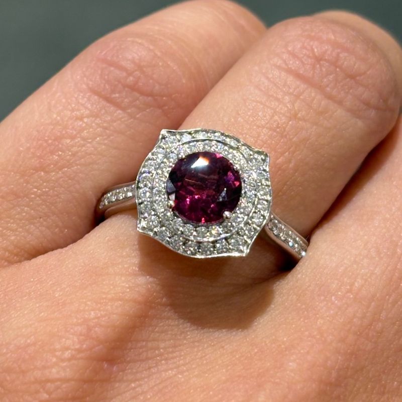 18c White Gold 1.22ct Pink Tourmaline &amp; 0.34ct Diamond Ring