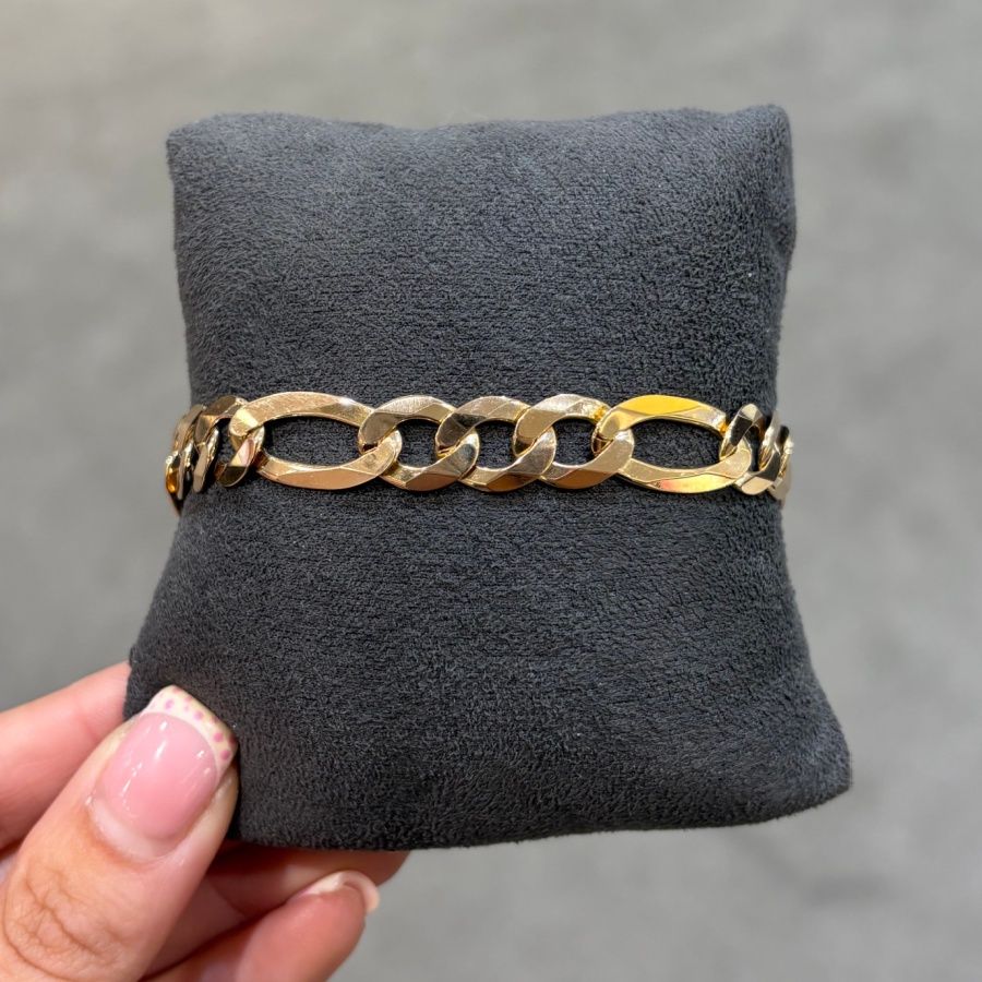 Pre-Owned 9ct Yellow Gold 16.9g Figaro Bracelet
