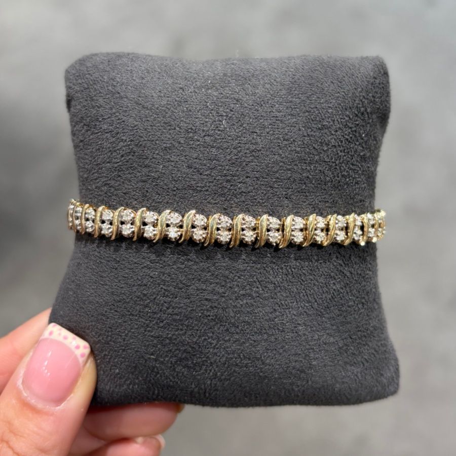 Pre-Owned 9ct Yellow Gold 1.00ct Diamond Bracelet