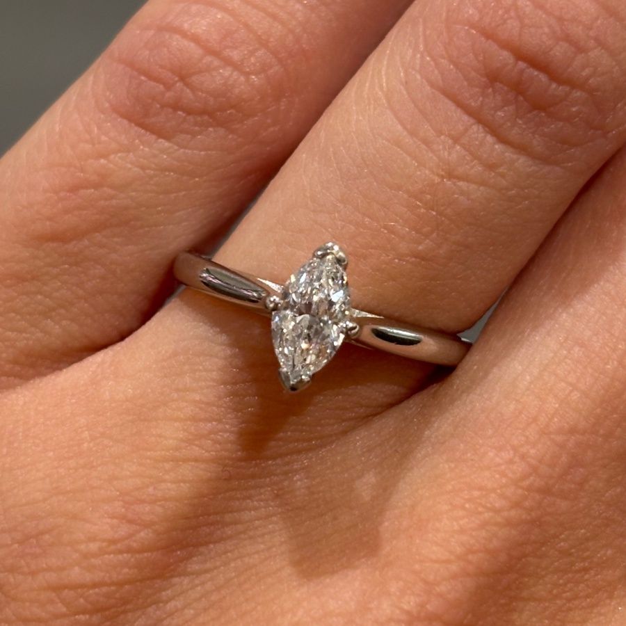 Pre-Owned Platinum 0.54ct Marquise Diamond Solitaire Ring