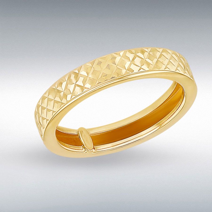 9ct Yellow Gold 4mm Diamond Cut Band Ring