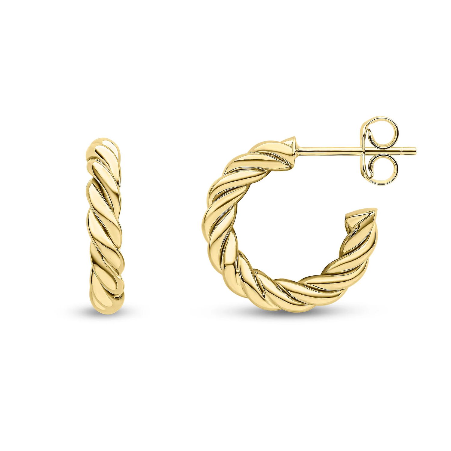 9ct Yellow Gold Thick Rope Twist 3/4 Hoop Earrings