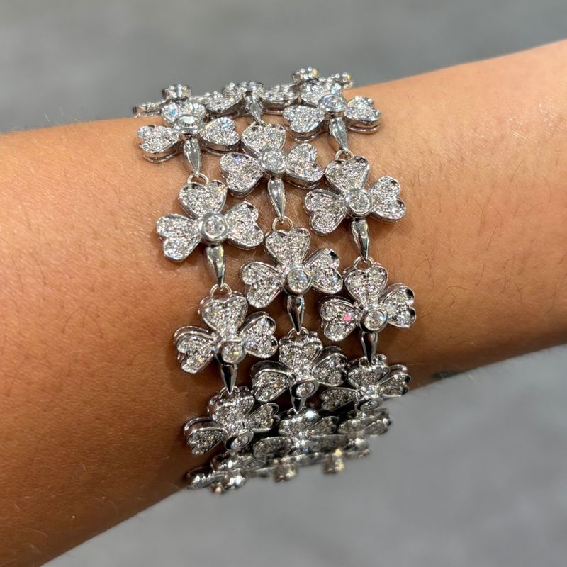 Pre-Owned 18ct White Gold 8.50ct Diamond Flower Bracelet