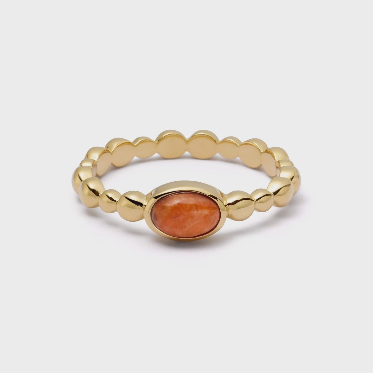 Red Coral Healing Stone Bobble Ring