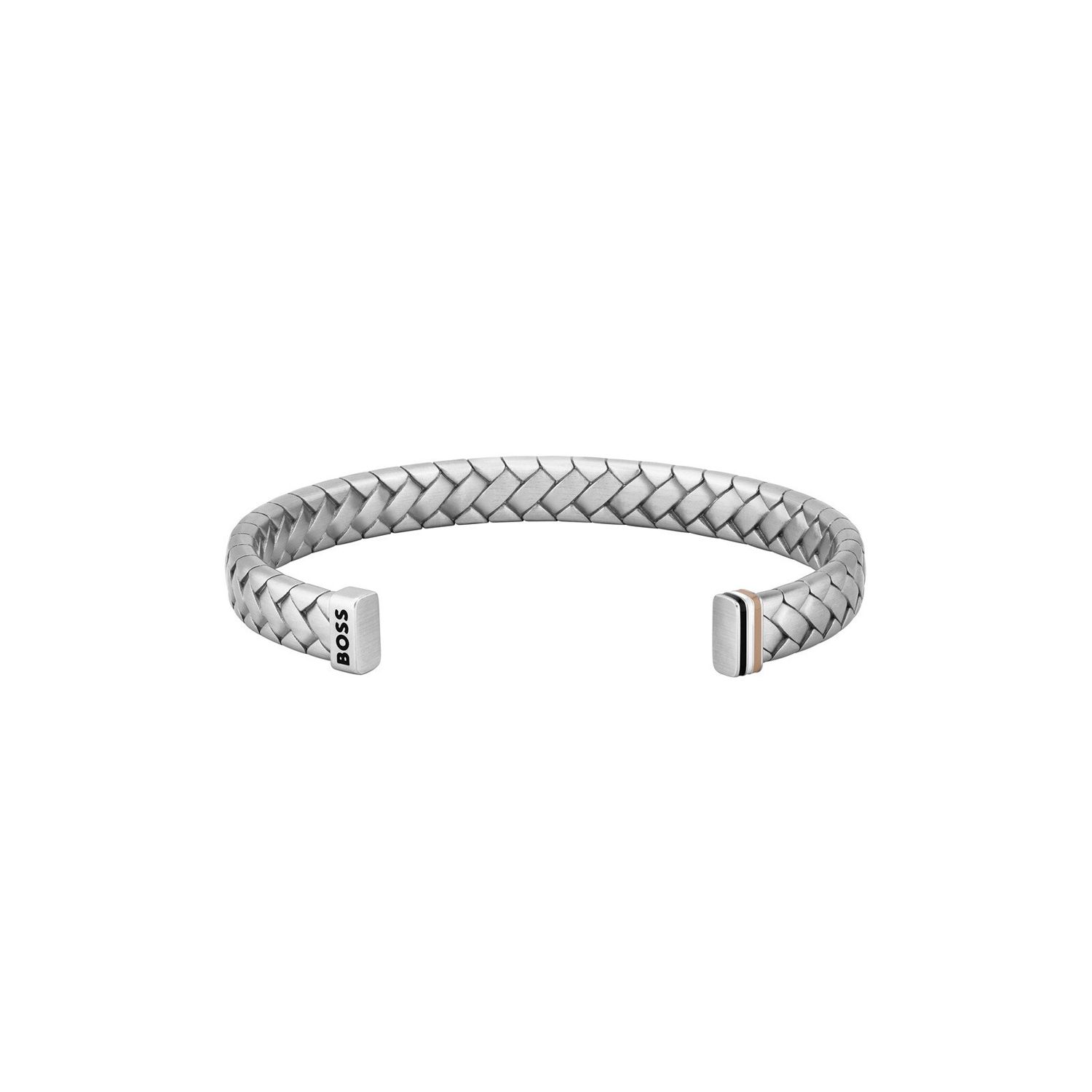Gents BOSS Tailored Stainless Steel Herringbone Cuff Bangle