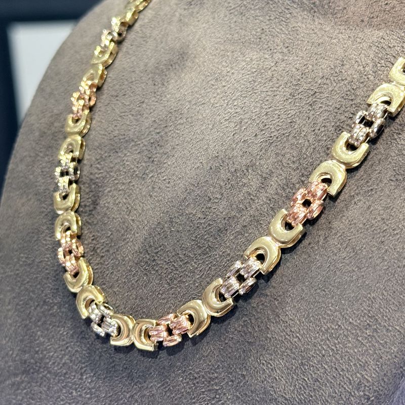 Pre-Owned 9ct Tri-Colour 17” Necklace