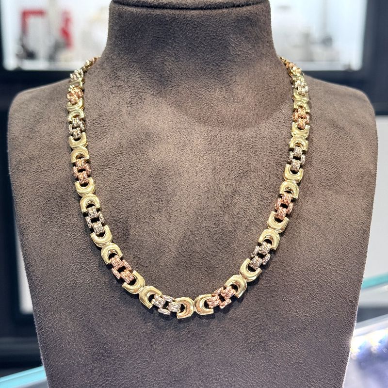 Pre-Owned 9ct Tri-Colour 17” Necklace