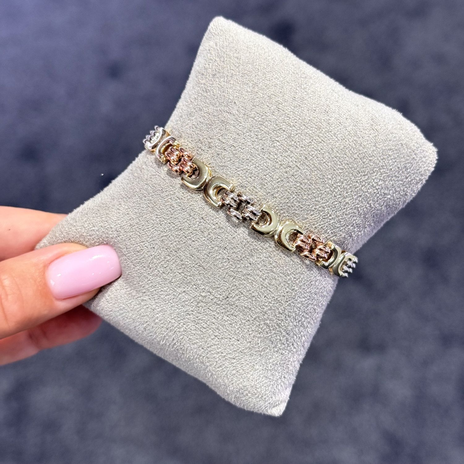 Pre-Owned 9ct Tri-Colour Fancy Bracelet