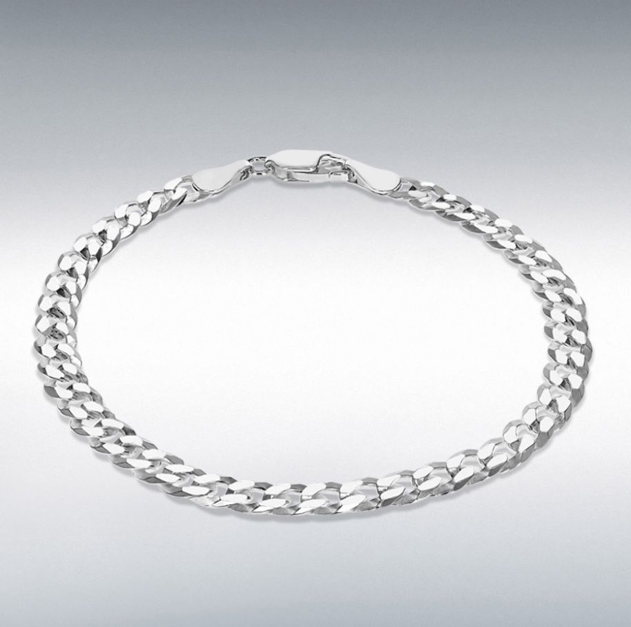 Sterling Silver Flat Curb Bracelet 19cm/7.5&quot;