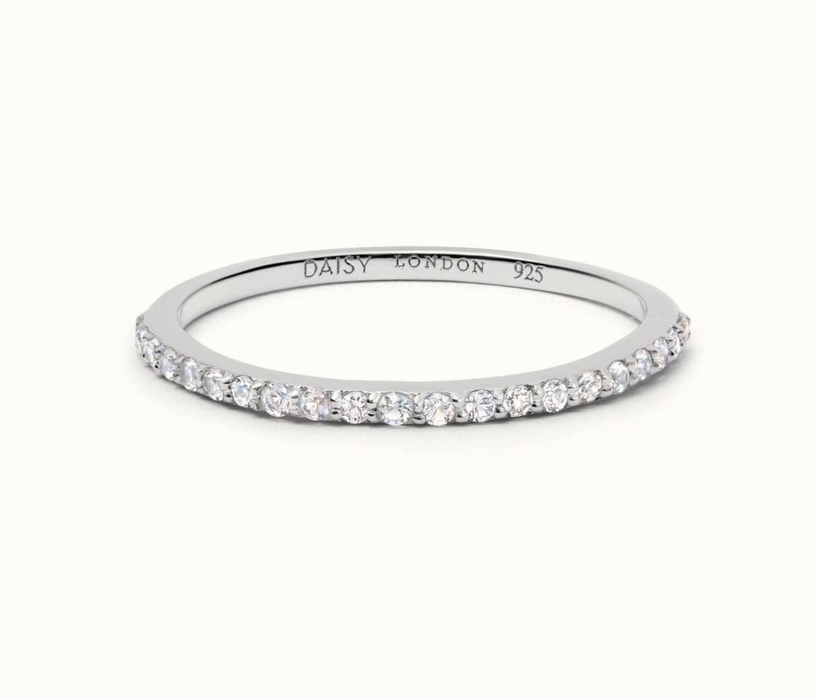 Dainty Crystal Stacking Ring - Sterling Silver
