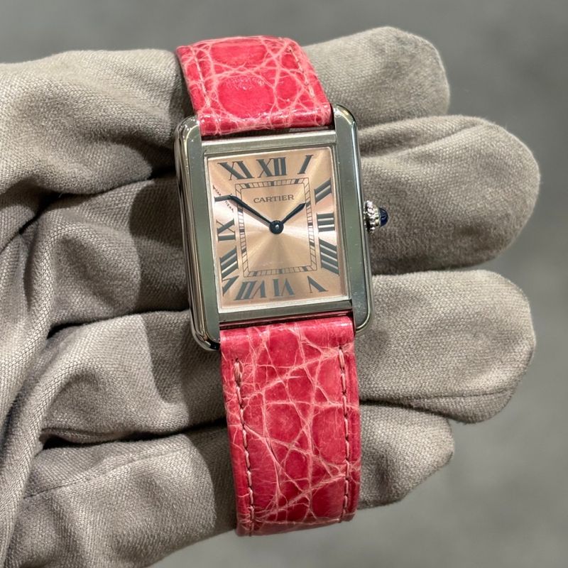 Pre-Owned Cartier Pink Dial Quartz Tank Solo 3170