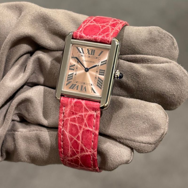 Pre-Owned Cartier Pink Dial Quartz Tank Solo 3170