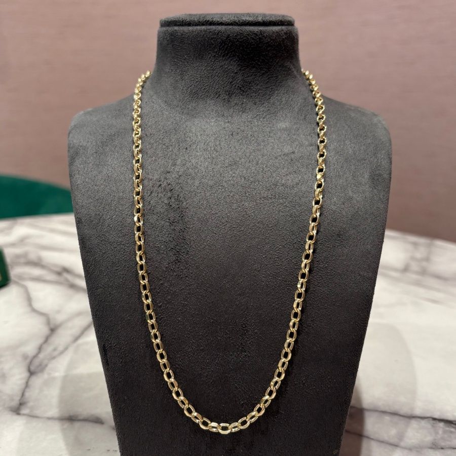 Pre-Owned 9ct Yellow Gold 20” Faceted Belcher Chain 17.7g