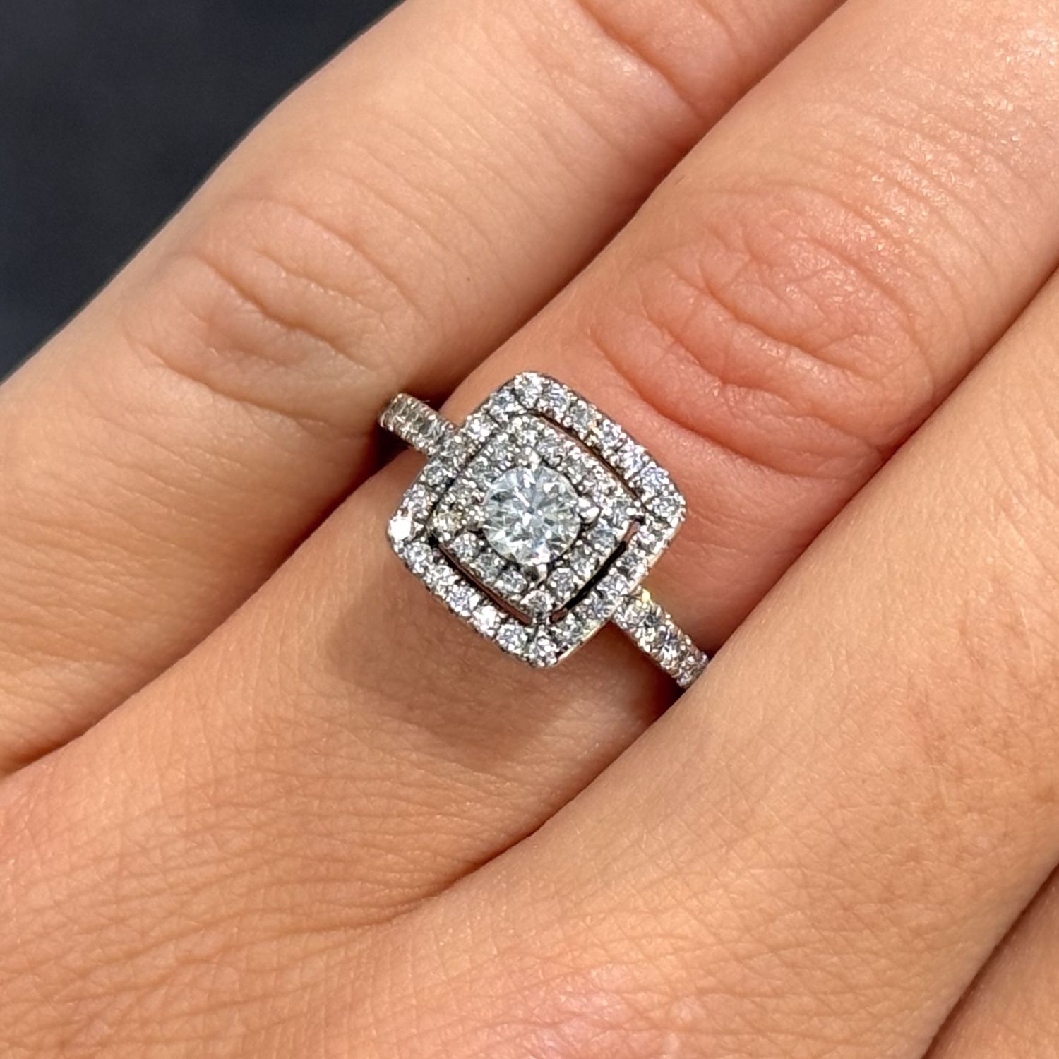 Pre-Owned 18ct White Gold Vera Wang 0.60ct Diamond Double Halo Ring