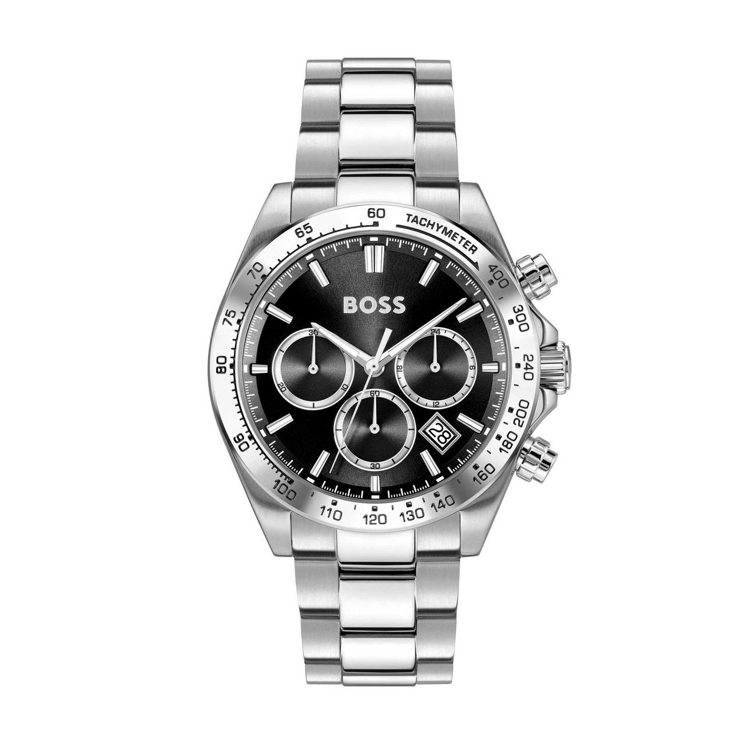 Boss Hero 2.0 Black Dial Gents Steel Quartz Watch