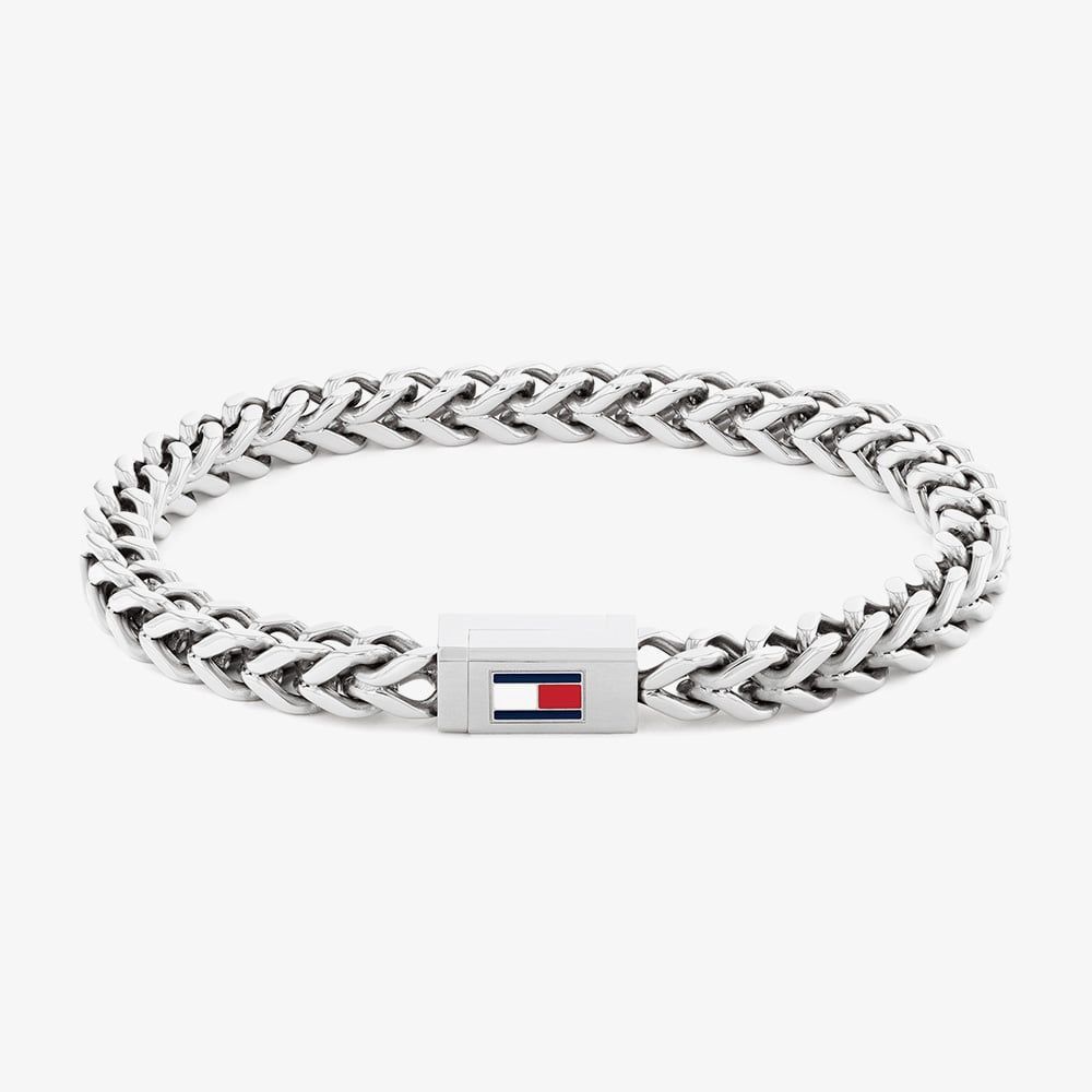 Tommy Hilfiger Steel Braided Logo Clasp Bracelet