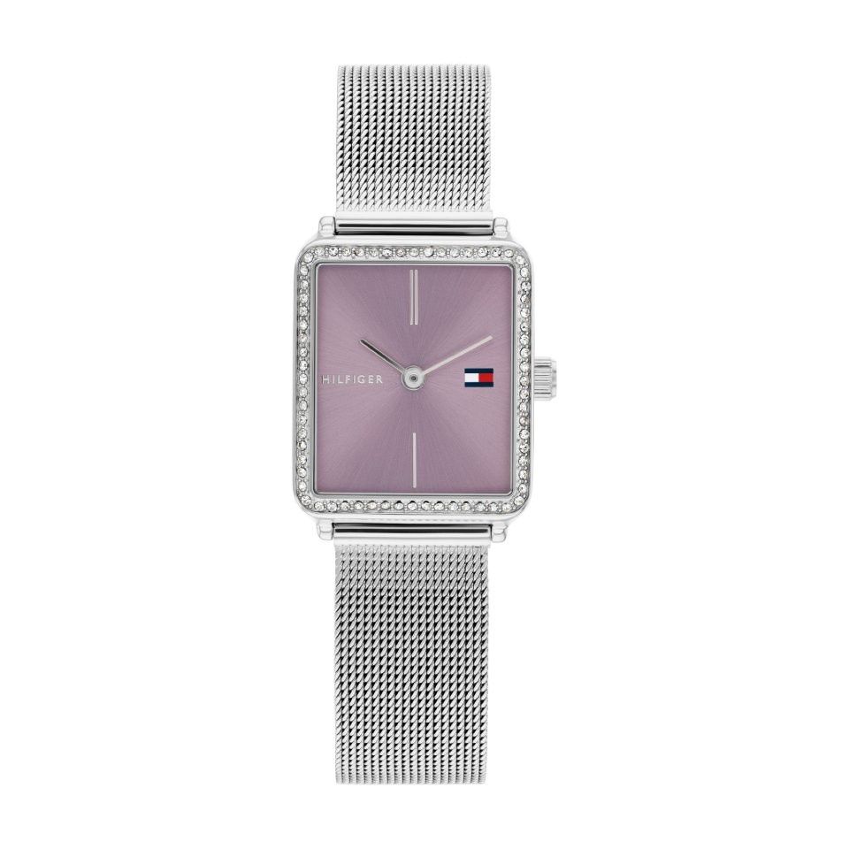 Tommy Hilfiger Ladies Tea Crystal Mesh Strap Watch Purple Dial