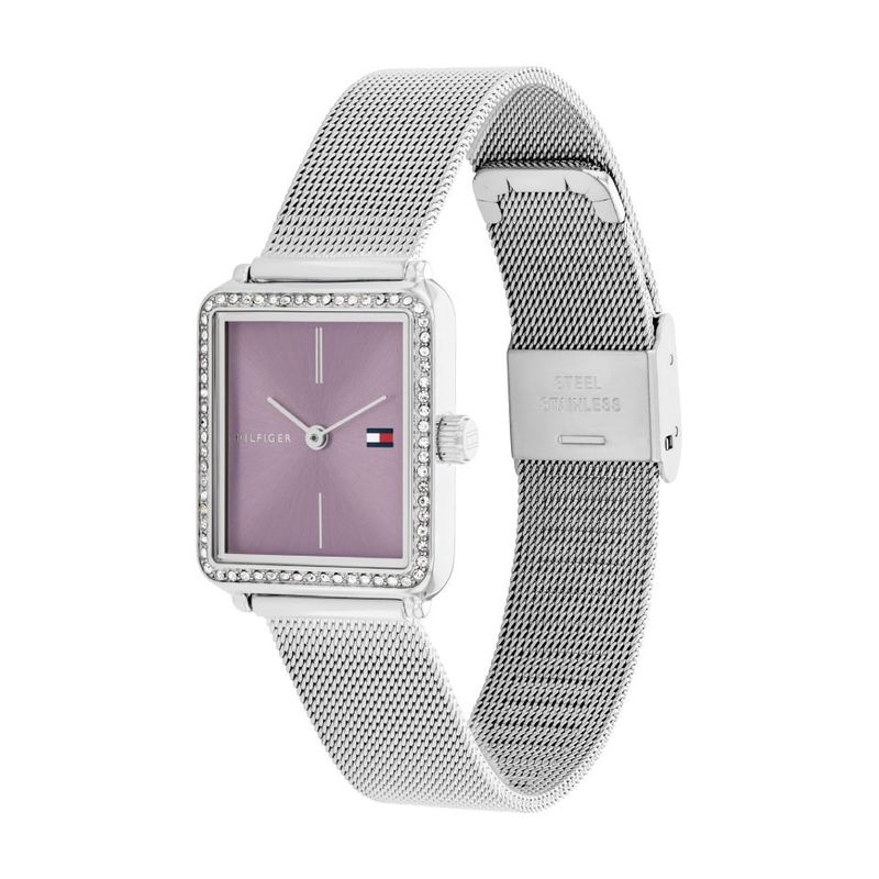 Tommy Hilfiger Ladies Tea Crystal Mesh Strap Watch Purple Dial