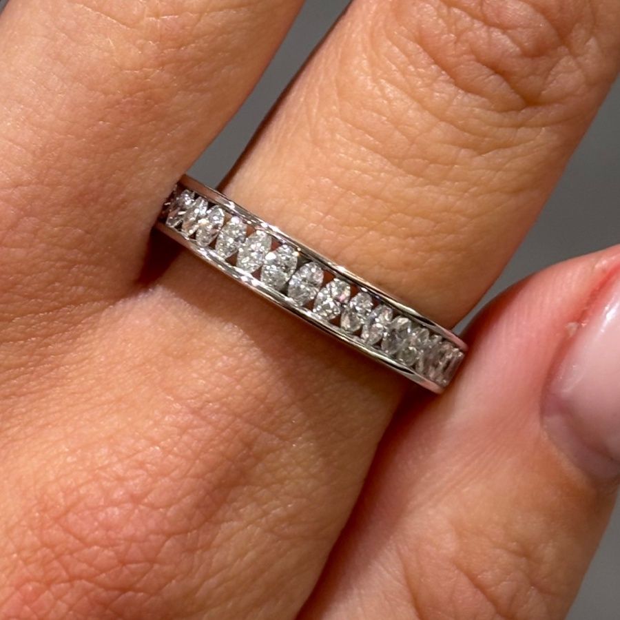 Pre-Owned 18ct White Gold 0.60ct Oval Cut Diamond Eternity Ring