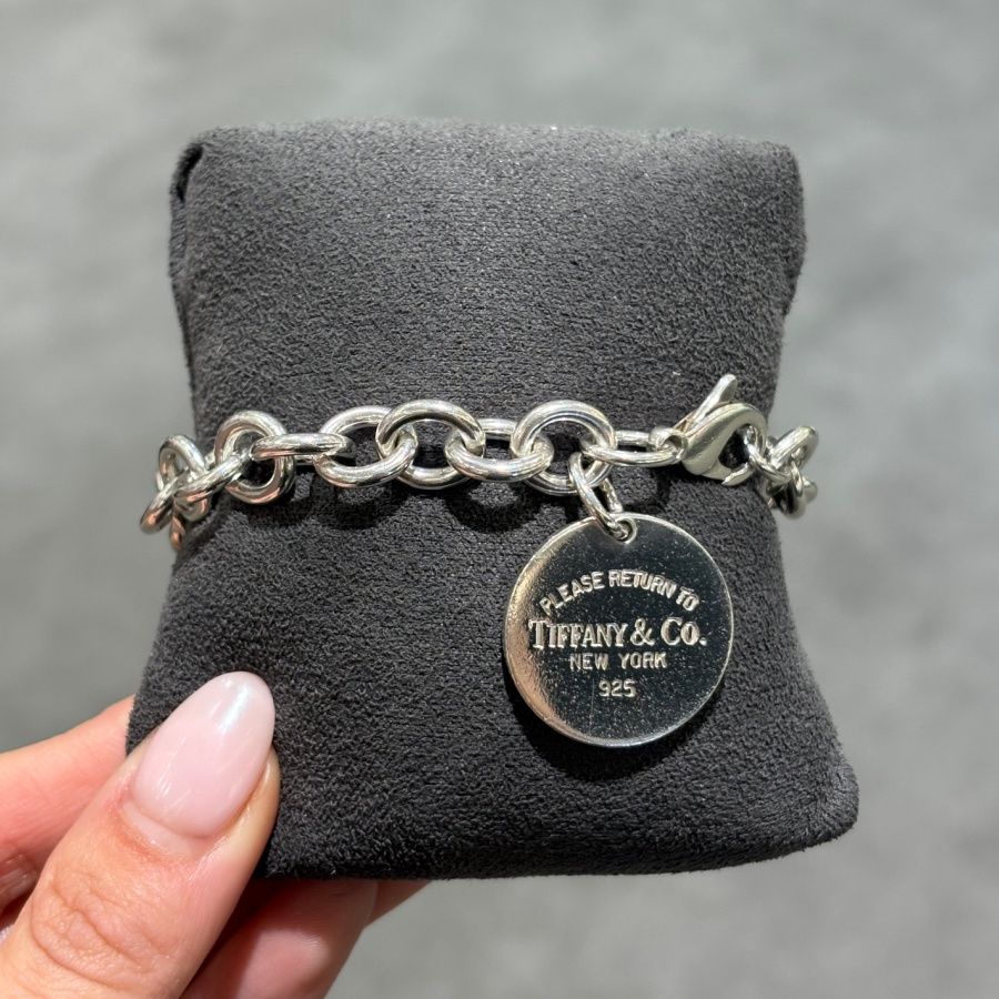 Pre-Owned Tiffany &amp; Co Silver Round Tag Return To Tiffany Bracelet