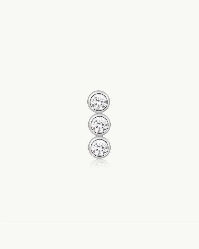 Triple Stone Bezel Barbell Single Earring