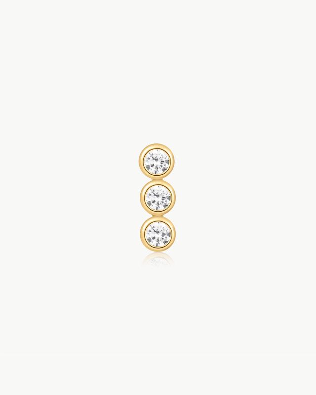 Triple Stone Bezel Barbell Single Earring