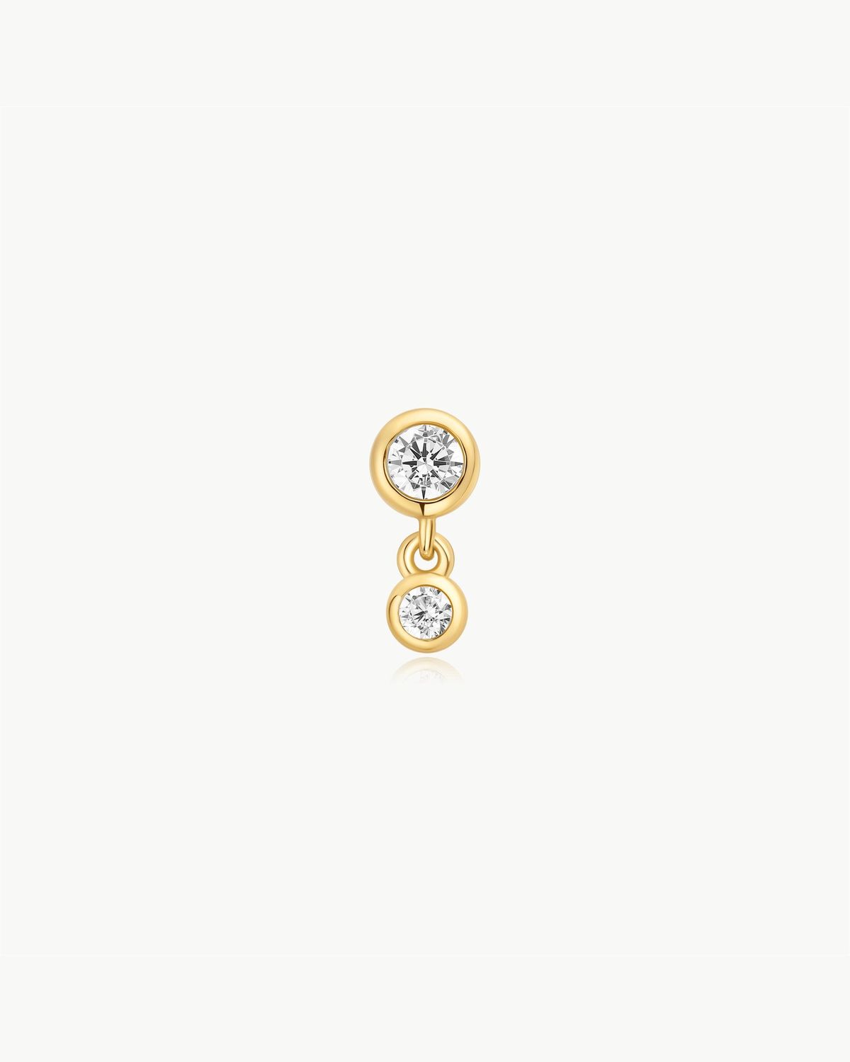 Bezel Dangle  Barbell Single Earring, Colour: Gold Plated