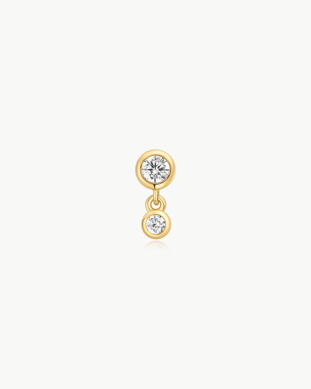 Bezel Dangle  Barbell Single Earring